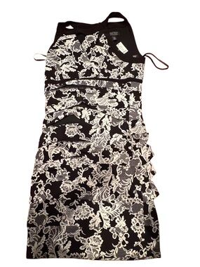 White House Black Market Black and White One-Shoulder Floral Lace-Print Dress